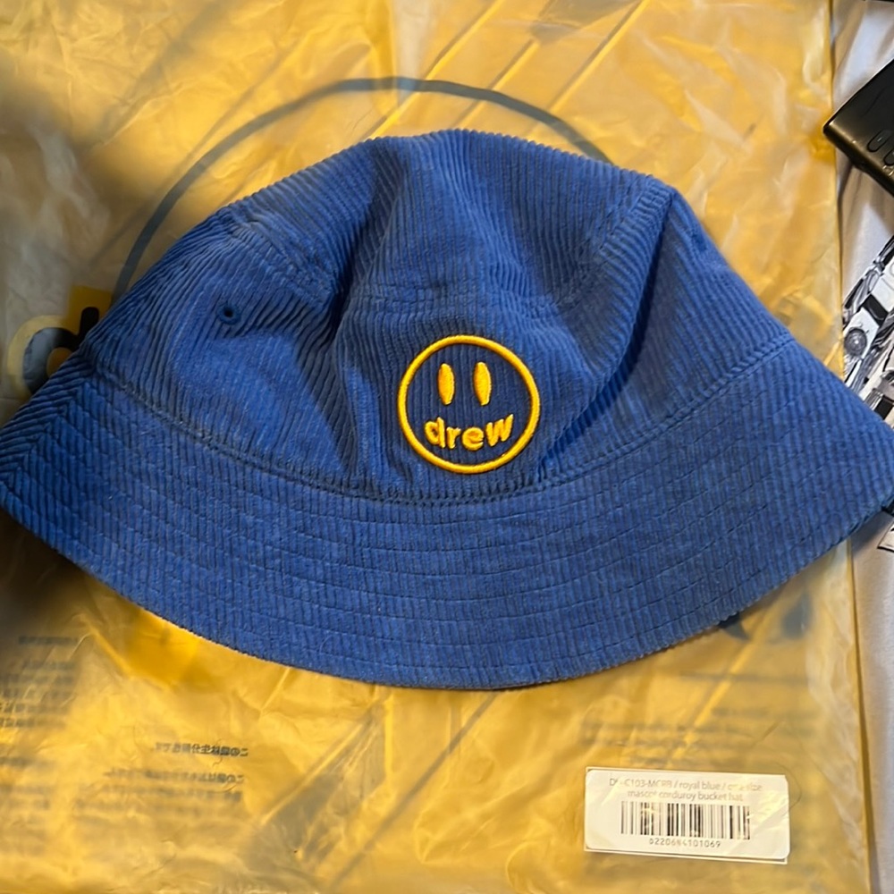 Drew House Corduroy Mascot Bucket Hat - Royal Blue with yellow logo.  Brand new